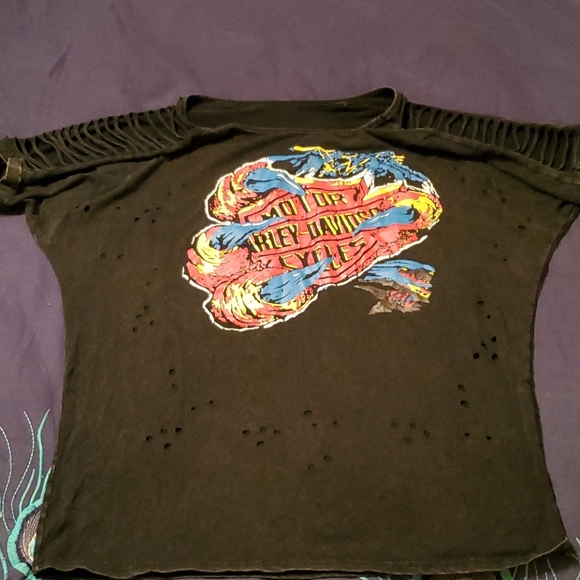 Harley Davidson detailed shoulder t shirt Xl